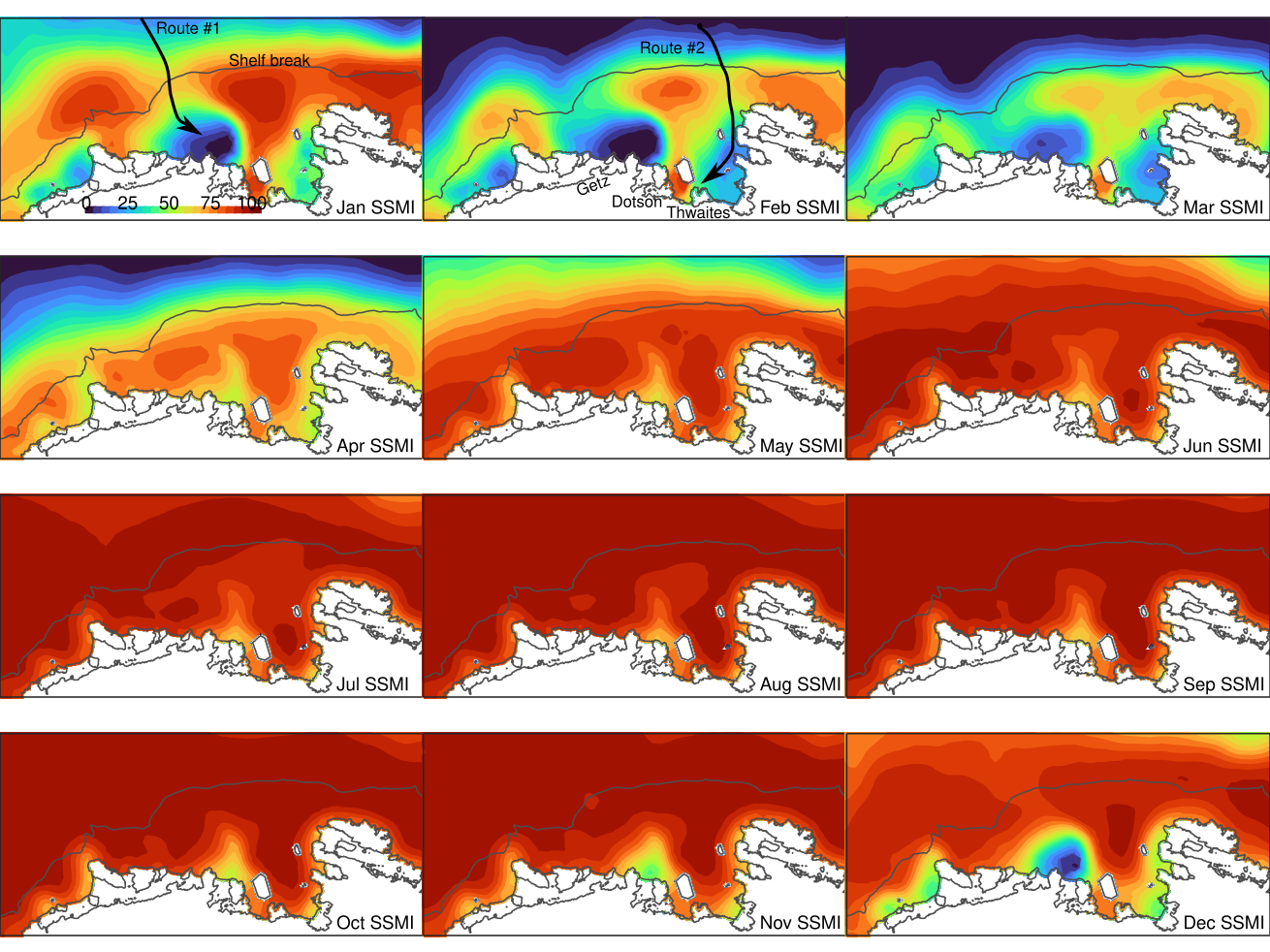 Climatological sea ice concentration in the Amundsen Sea from SSMI