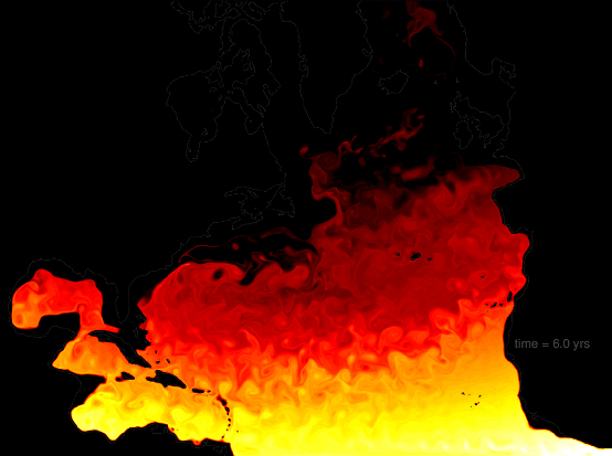 Snapshot from numerical simulation of North Atlantic