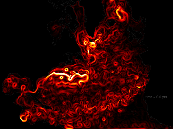 Snapshot from numerical simulation of subtropical gyre